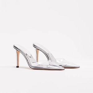 Good American Silver Cinderella Mule